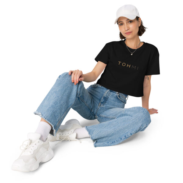 Gold/Brown Letters - I M H O T Mirrored crop top - Image 2